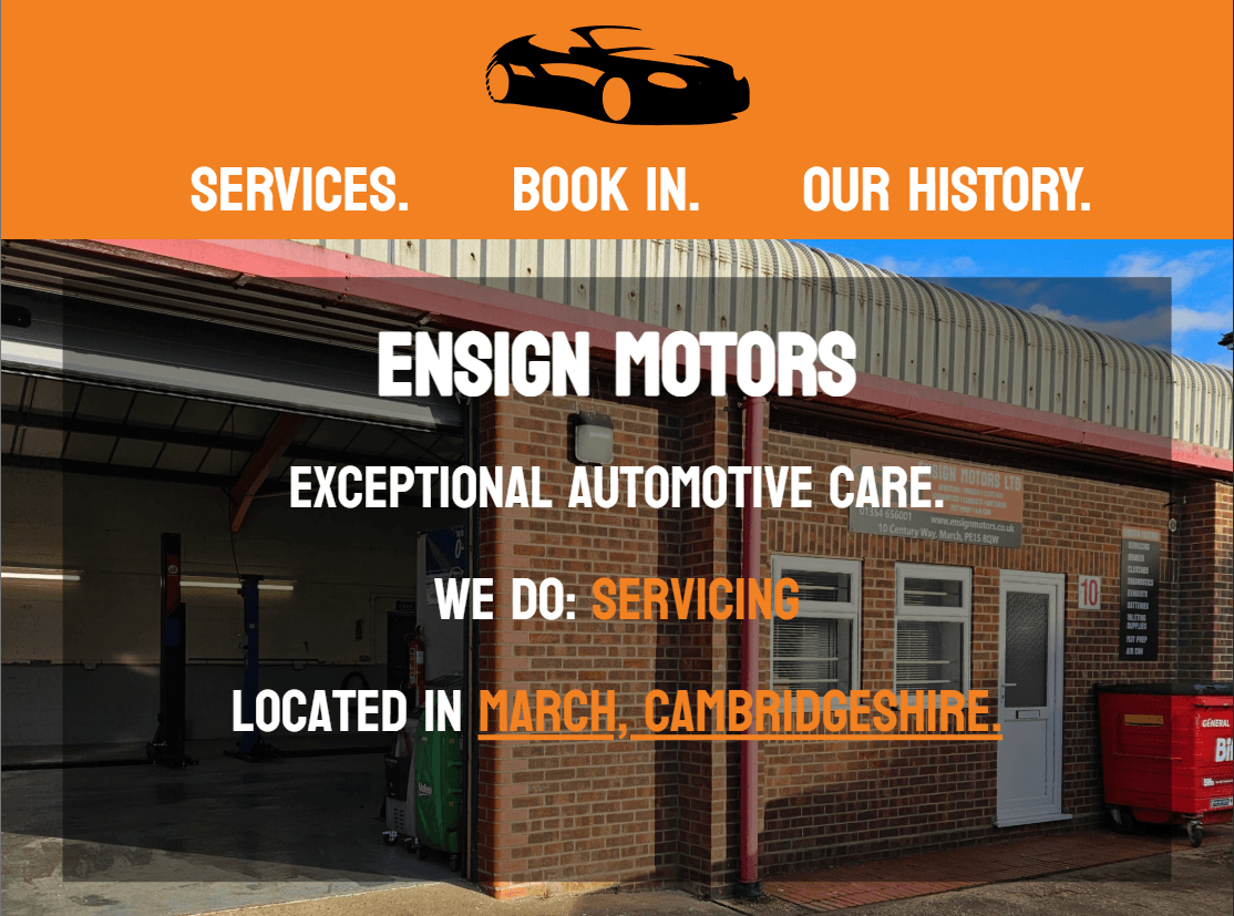 Ensign Motors website screenshot